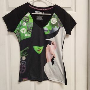 Women's Black and Green Graphic Top